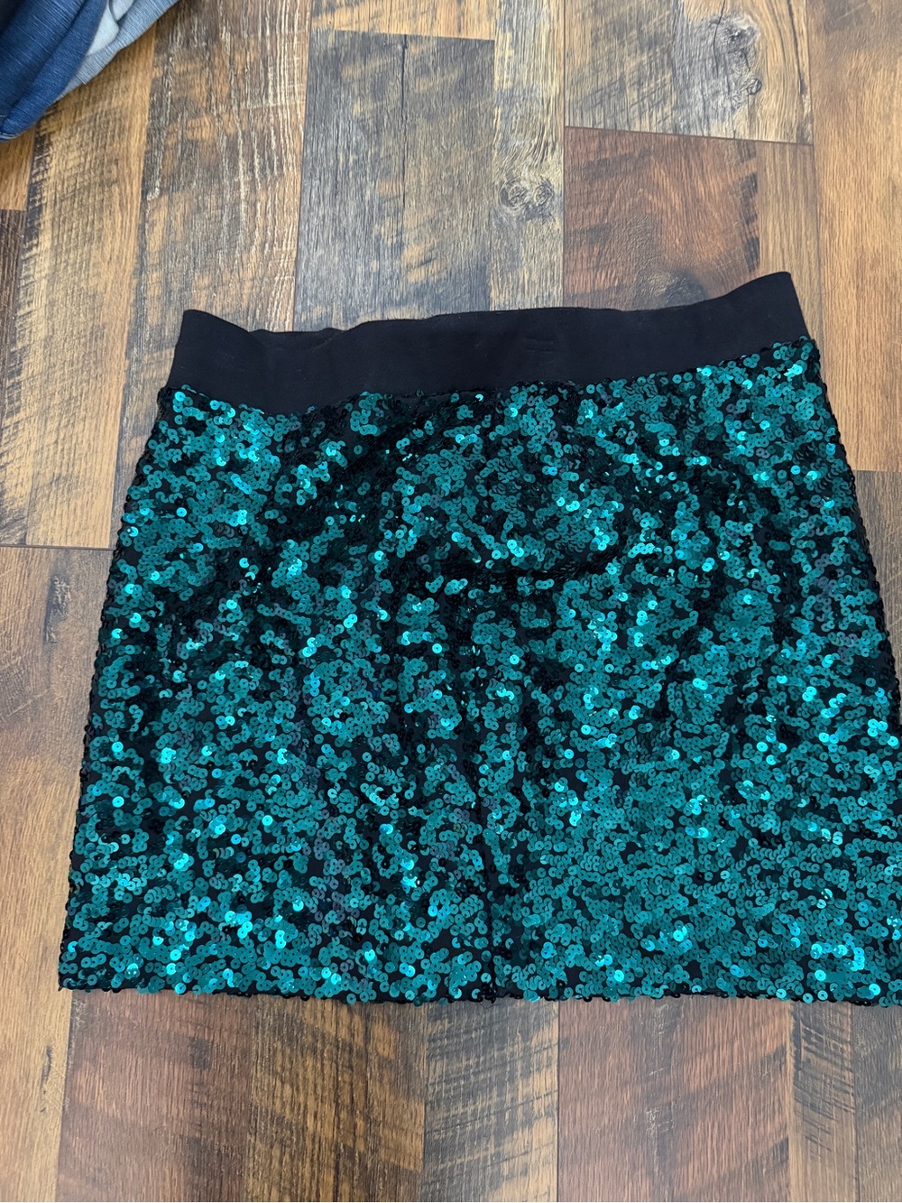 torrid Teal Sequin Mini Skirt with Black Waistband